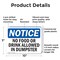 Signmission No Food Or Drink Allowed In Dumpster, 10 in W x Rectangle, Plastic OS-2PACK-NS-P-710-L-14570 - alternate 4